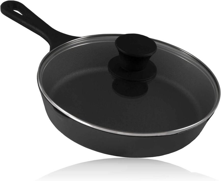 Gietijzeren Grillpan Steakpan Braadpan Buiten Koken Voorgegaard 19 cm Diameter Zwart