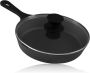Gietijzeren Grillpan Braadpan met deksel Buiten koken Voorgegaard direct gebruik 19 cm diameter Zwart - Thumbnail 1