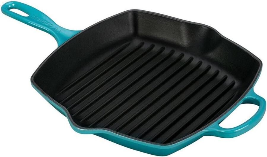 Gietijzeren Grillpan Braadpan Grill Gerechten Bereiden Geëmailleerd Gietijzer 26 cm Blauw