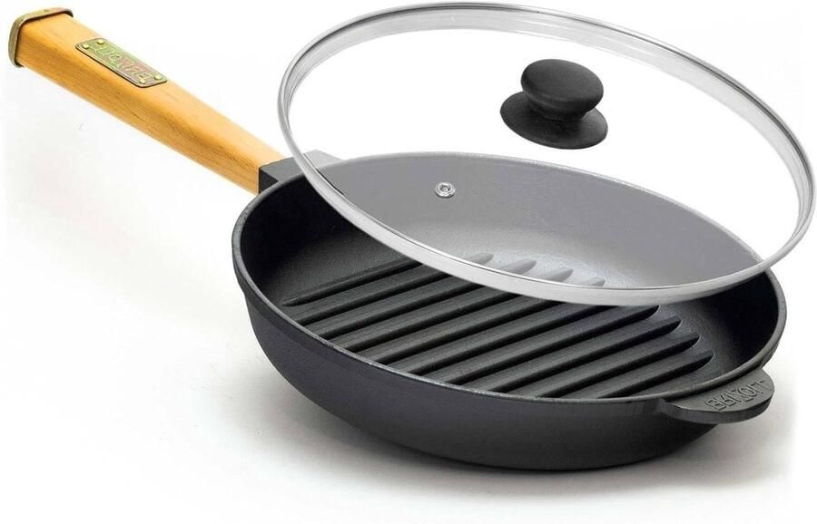 Gietijzeren Grillpan Braadpan Koekenpan Buiten Koken Inclusief Deksel Ø 28 cm Zwart