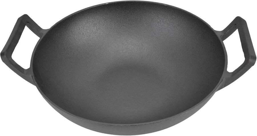 Gietijzeren Grillpan Braadpan met Handgrepen Veelzijdig Koken Niet-gecoat Duurzaam Materiaal 32 cm Diameter