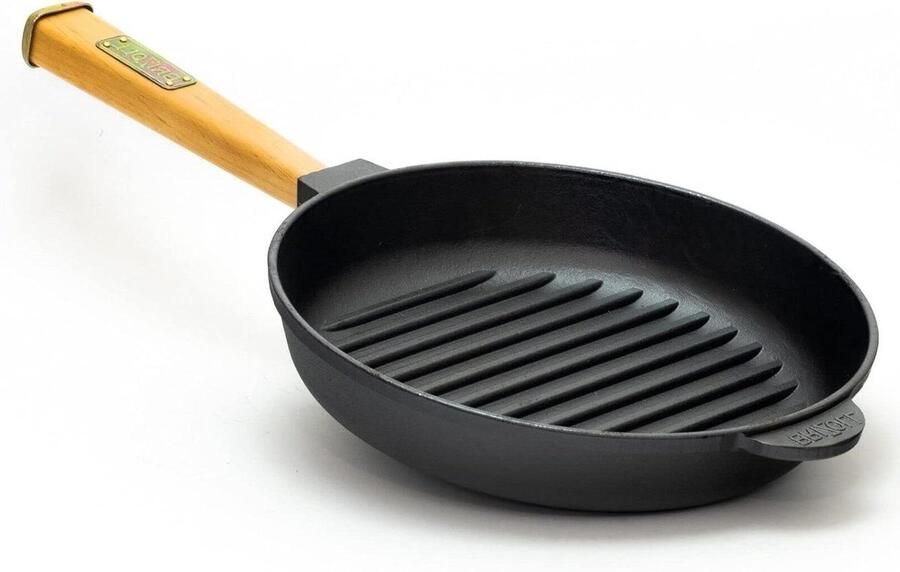 Gietijzeren Grillpan Braadpan Steakpan Buiten Koken Zelfgemaakte Patina 24 cm Zwart