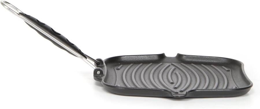 Gietijzeren Grillpan Geribbelde Pan Vlees Grillen Met Thermische Indicator 25 x 25 cm Zwart