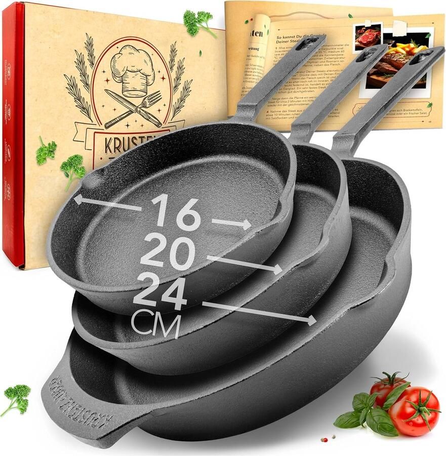 Gietijzeren pan Grillpan Braadpan Lekker koken Vrij van PTFE PFOA 30 x 20 x 4 cm