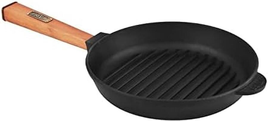 Gietijzeren Grillpan Grill Koekenpan Vlees Grillen Natuurlijke Coating 28 cm Zwart