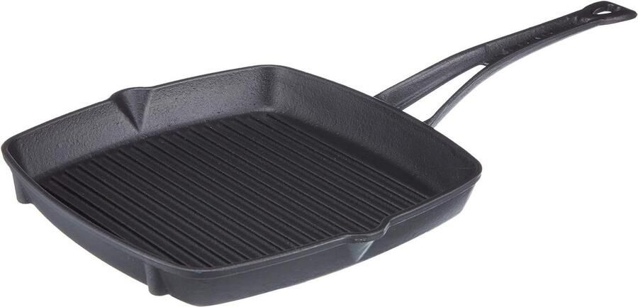 Gietijzeren Grillpan Grillplaat Pan Vlees Grillen Perfecte Char Marks 25 cm Leisteen Zwart