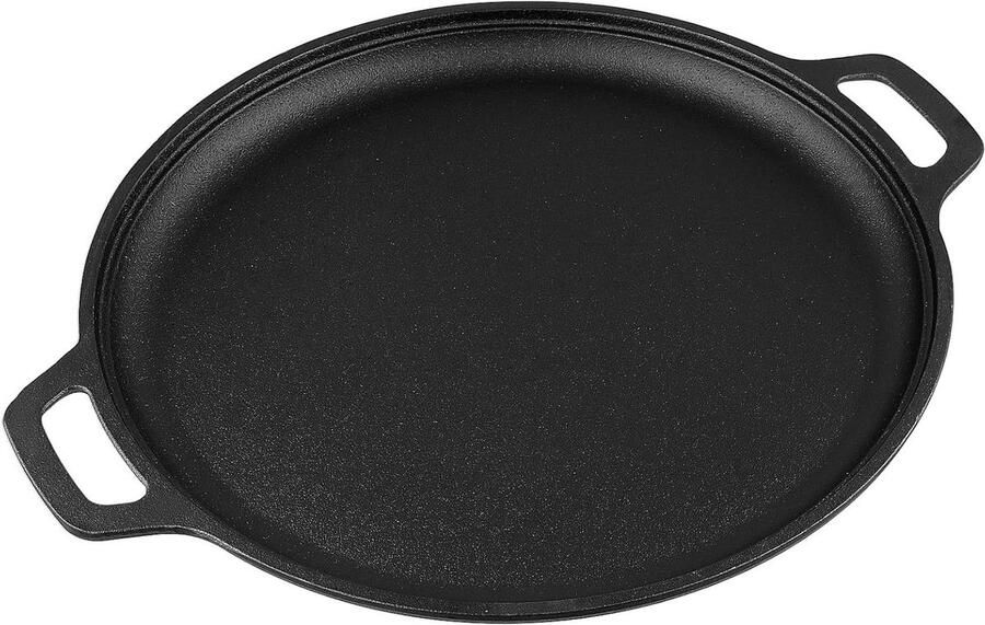 Gietijzeren Grillpan Grillplaat Serveerpan Koken en Grillen Robuuste Gietijzeren Constructie 30 cm diameter Zwart