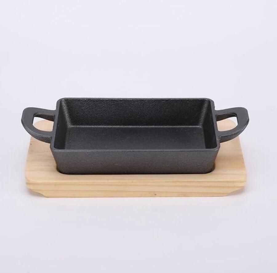 Gietijzeren grillpan Grillplaat Voor koken binnen en buiten Geschikt voor inductie 30 x 17 cm Zwart