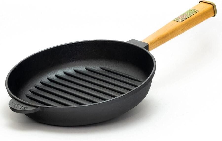 Gietijzeren Grillpan Inductie Braadpan Vlees Vis Grillen Gelijkmatige Warmteverdeling 28 cm Diameter Zwart