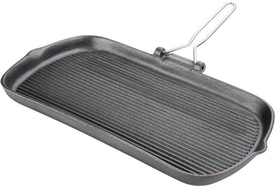 Gietijzeren Grillpan Keuken Koken Gezond Eten Heavy Duty 380x225mm Zwart