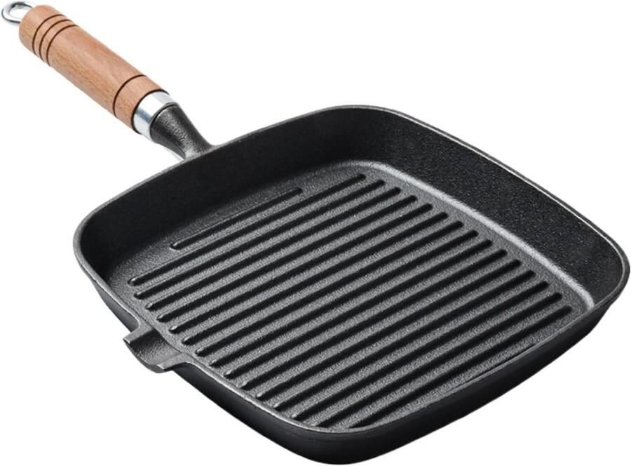 Gietijzeren Grillpan Koekenpan Antiaanbak Buiten Koken Geribbelde Groeven 45 x 280 x 45 mm Meerkleurig