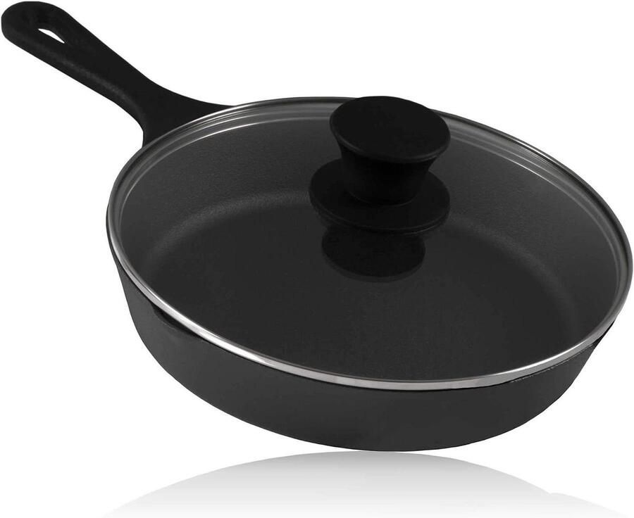 Gietijzeren Grillpan Koekenpan Braadpan Buiten Koken Voorgegaard 19 cm Diameter Zwart