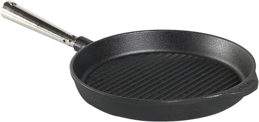 Gietijzeren Grillpan Koekenpan Buiten Koken Geschikt voor Open Vuur 25 cm Zwart