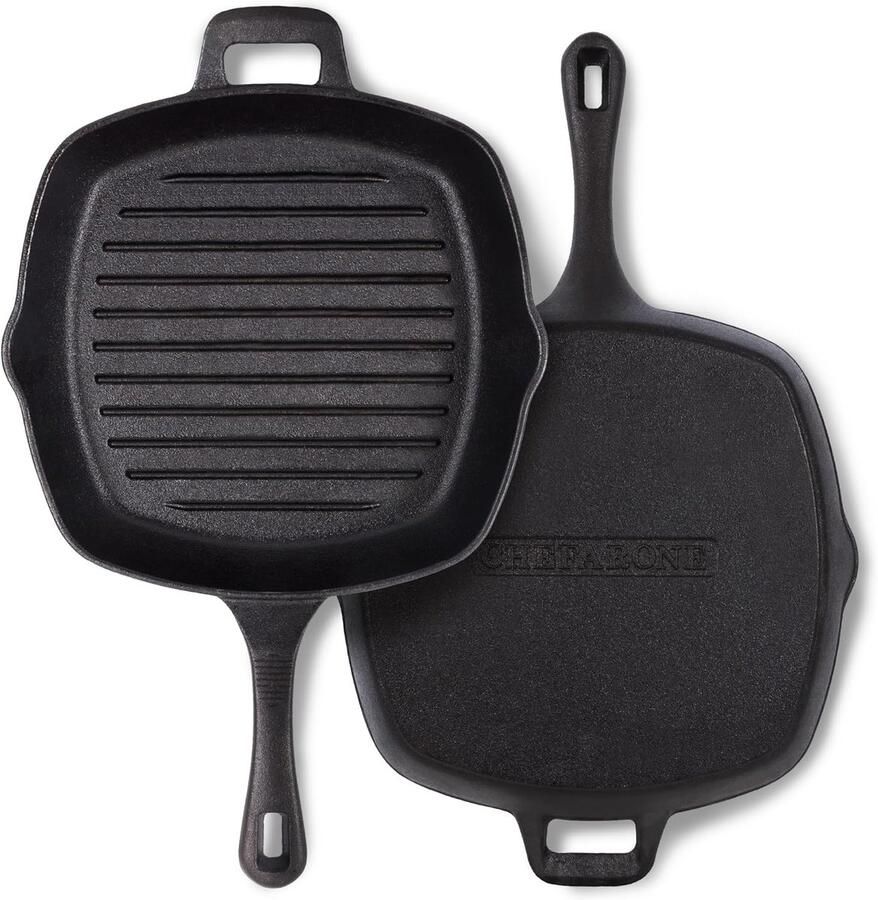 Gietijzeren Grillpan Koekenpan Emaille Vlees Vis Grillen Geschikt voor Alle Vuren 255 cm Zwart