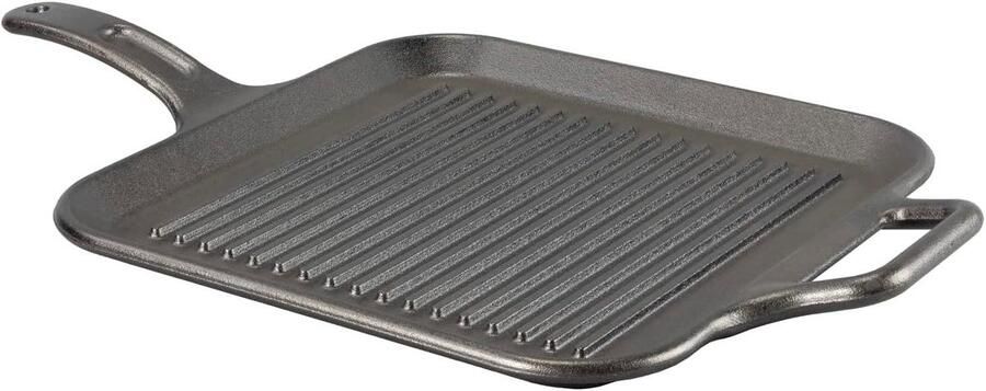 Gietijzeren Grillpan Koekenpan Grill Vlees Grillen Verhoogde Groeven 305 cm Zwart