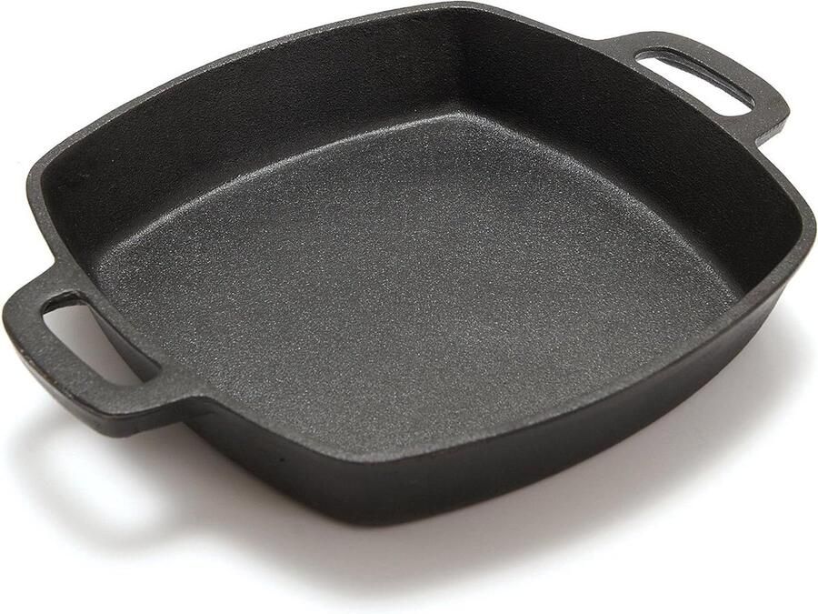 Gietijzeren Grillpan Koekenpan Grillen op Gasbrander Authentiek Koken 33 x 26 cm Zwart