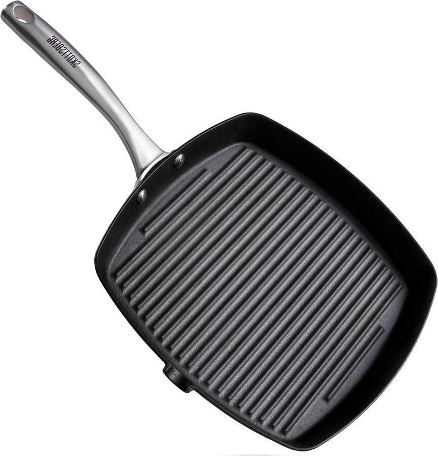 Gietijzeren Grillpan Koekenpan Koken en Bakken Natuurlijke Patina Laag 28 cm Zwart