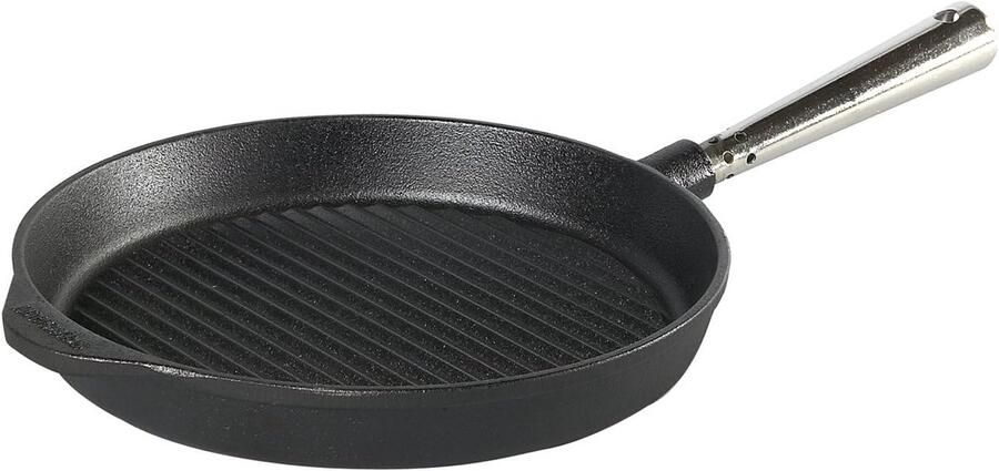 Gietijzeren Grillpan Koekenpan Lekker Grillen Geschikt voor Open Vuur 25 cm Zwart