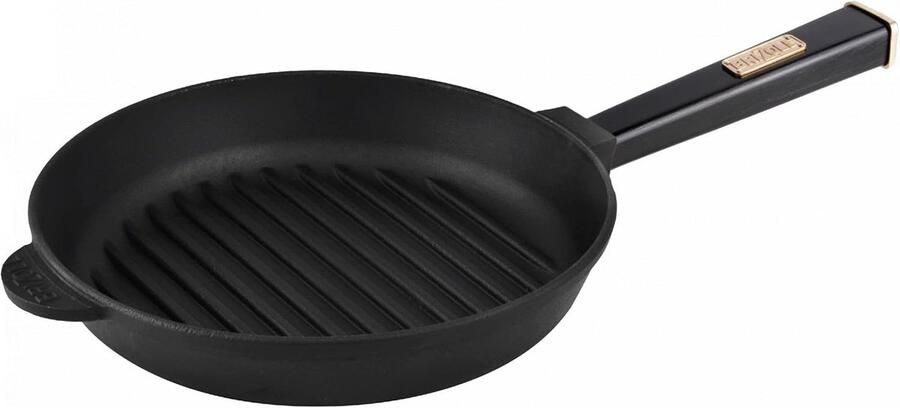 Gietijzeren Grillpan Koekenpan Lekker Koken Natuurlijke Coating 24 cm Zwart