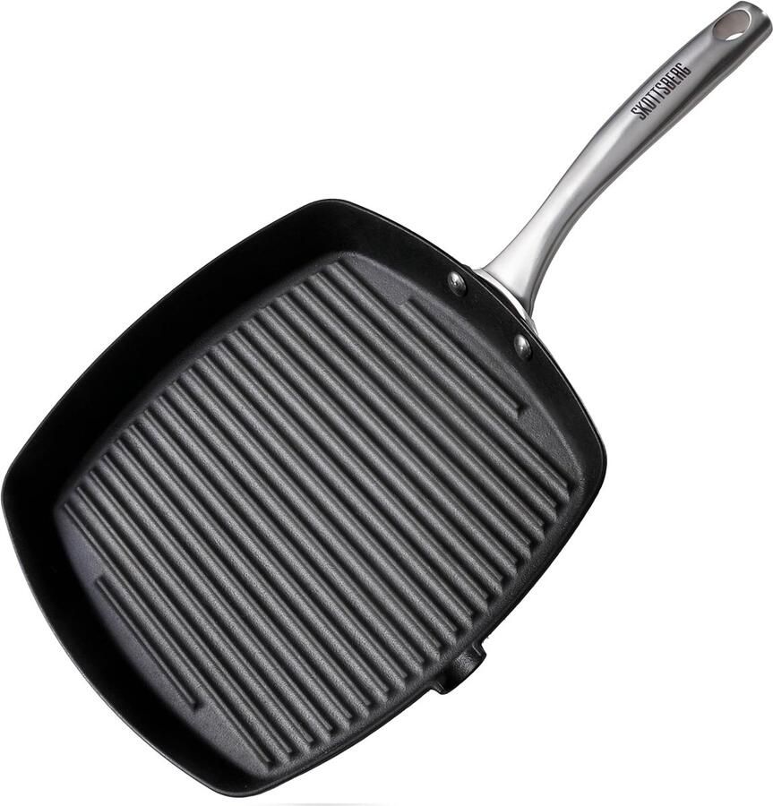 Gietijzeren Grillpan Koekenpan Lekker Koken Natuurlijke Patina Laag 28 cm Zwart
