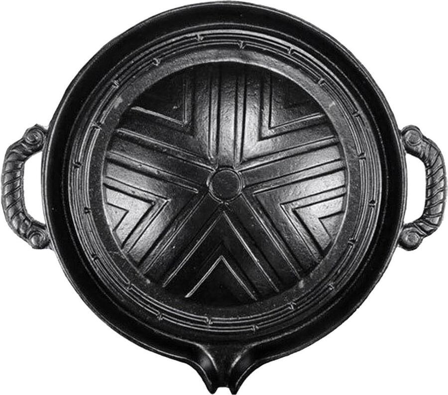 Gietijzeren Grillpan Koekenpan Buiten Koken Gelijkmatige Warmte 28 cm Zwart