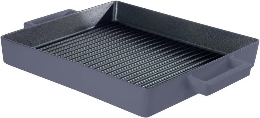 Gietijzeren Grillpan Koekenpan Rechthoekig Buiten Koken Gemailleerde Afwerking 26 x 26 cm Juniper