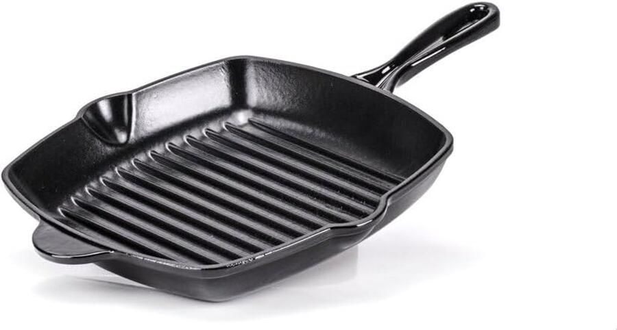 Gietijzeren Grillpan Koekenpan Rechthoekig Buiten Koken Veelzijdig Gebruik 27x27 cm Zwart