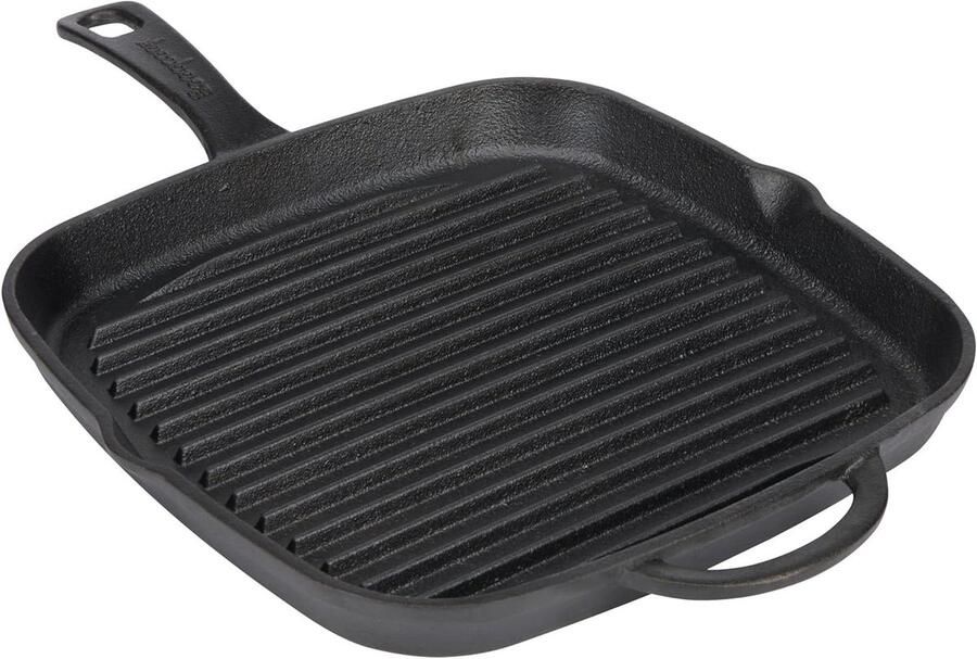 Gietijzeren Grillpan Koekenpan Rechthoekig Lekker Koken Vooraf Gesezond 27 cm Zwart