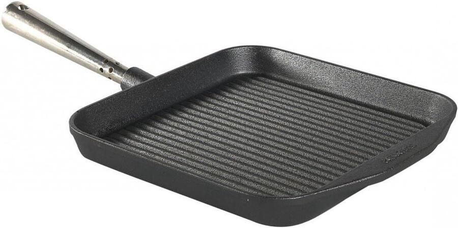 Gietijzeren Grillpan Koekenpan Vierkant Buiten Koken Geschikt Voor Inductie 25x25cm Zwart