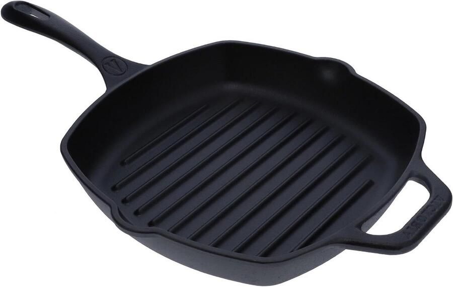 Gietijzeren Grillpan Koekenpan Buiten Koken Voorgekruid 25x25 cm Zwart