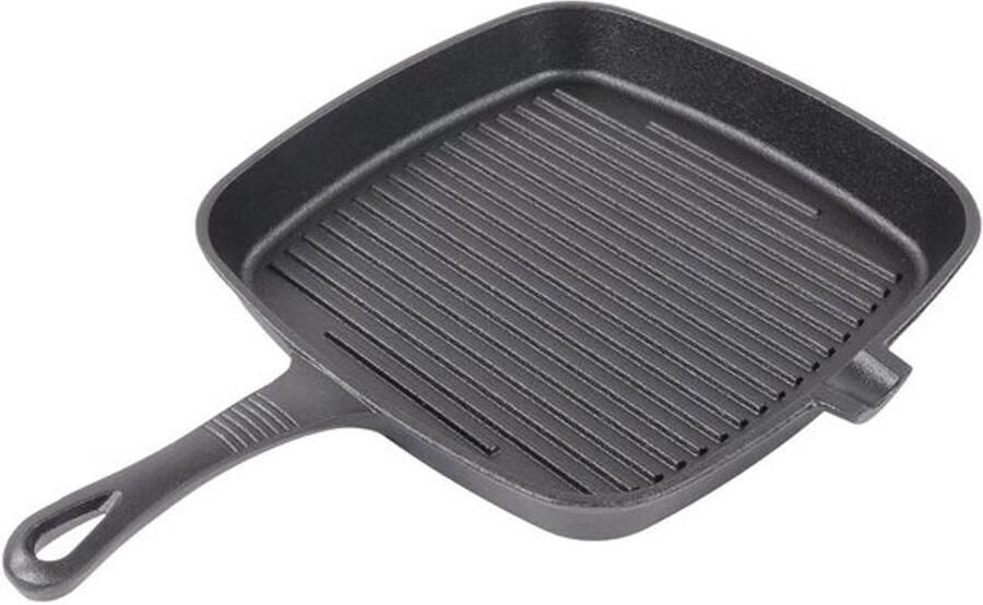 Gietijzeren grillpan Kookpan braadslede Multifunctioneel koken Ergonomische lange handgreep 2185 g Zwart