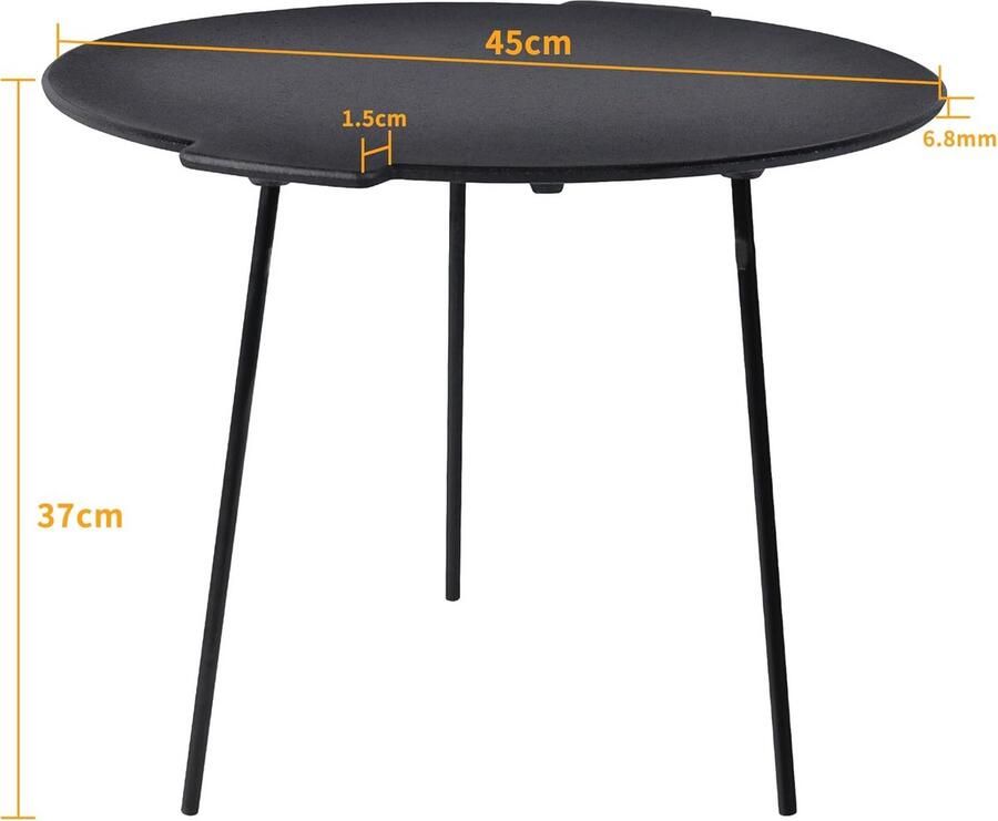 Gietijzeren Grillpan met 3 Poten Ø 45 cm Ideaal voor BBQ & Camping