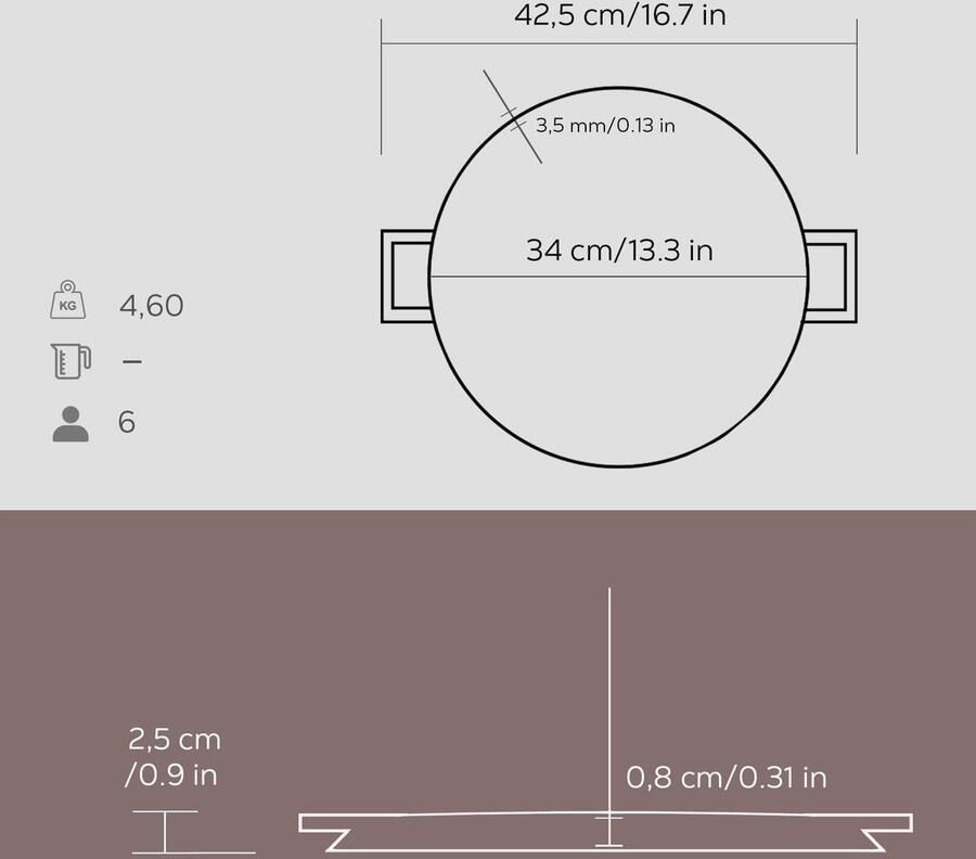 Gietijzeren Grillpan Met Dubbel Handvat 34 cm Rood Vlees & Vis Bakken