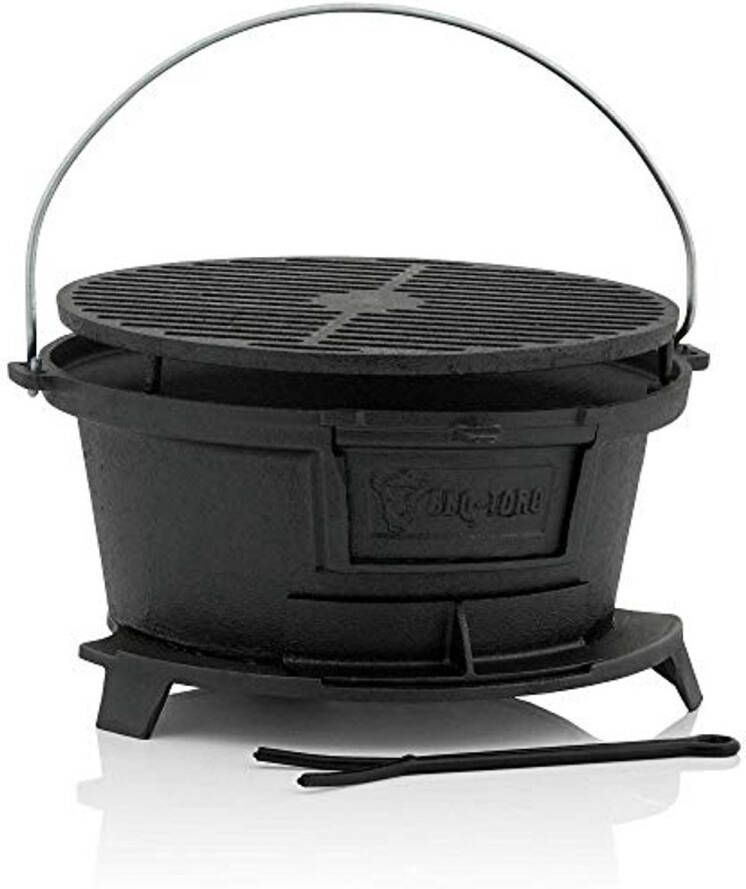 Gietijzeren Grillpan met Grillrooster Hibachi Stijl voor BBQ en Camping