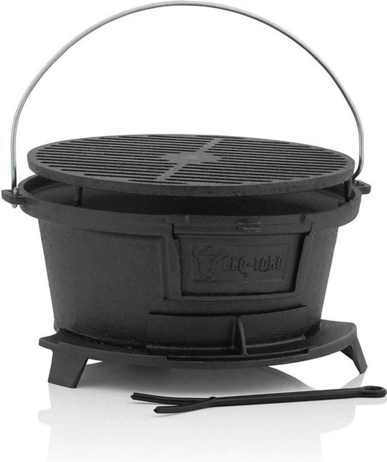 Gietijzeren Grillpan met Grillrooster Hibachi Stijl voor BBQ en Camping