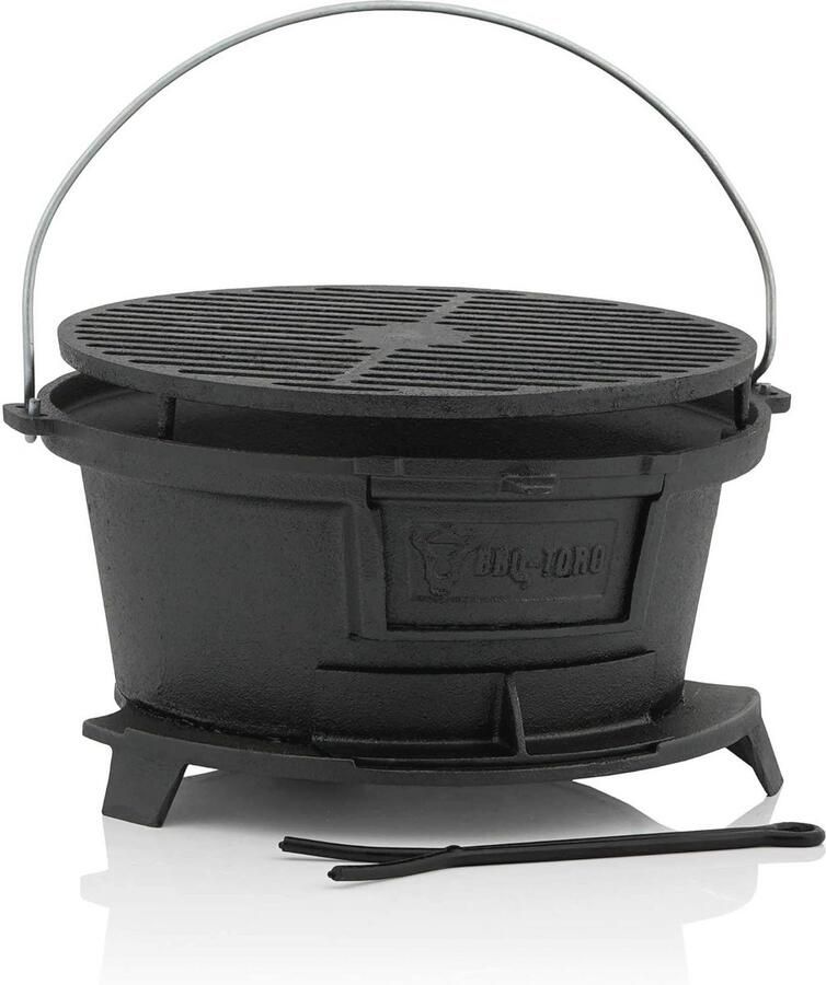 Gietijzeren Grillpan met Grillrooster Hibachi Stijl voor BBQ en Camping