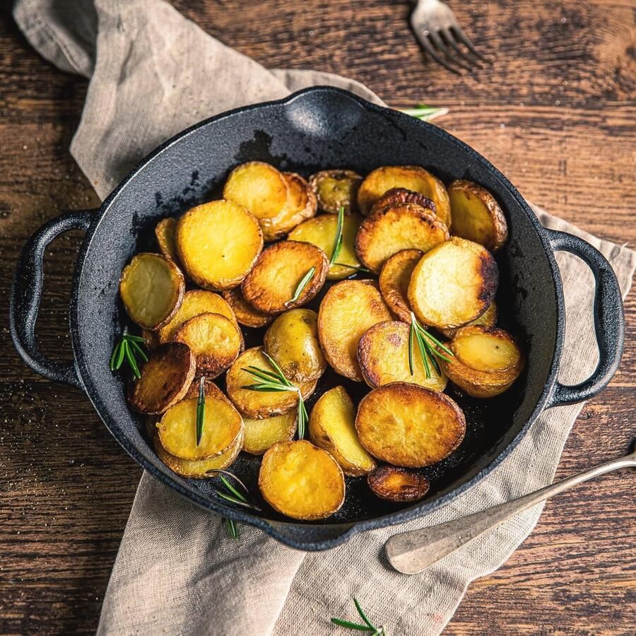 Gietijzeren Grillpan met Handgrepen en Schenktuiten Ideaal voor Stoofgerechten Bakken en Grillen (Diameter 35 cm)