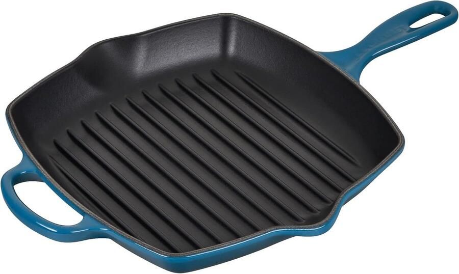 Gietijzeren Grillpan met Ribbelbodem en Antiaanbaklaag 26x26 cm