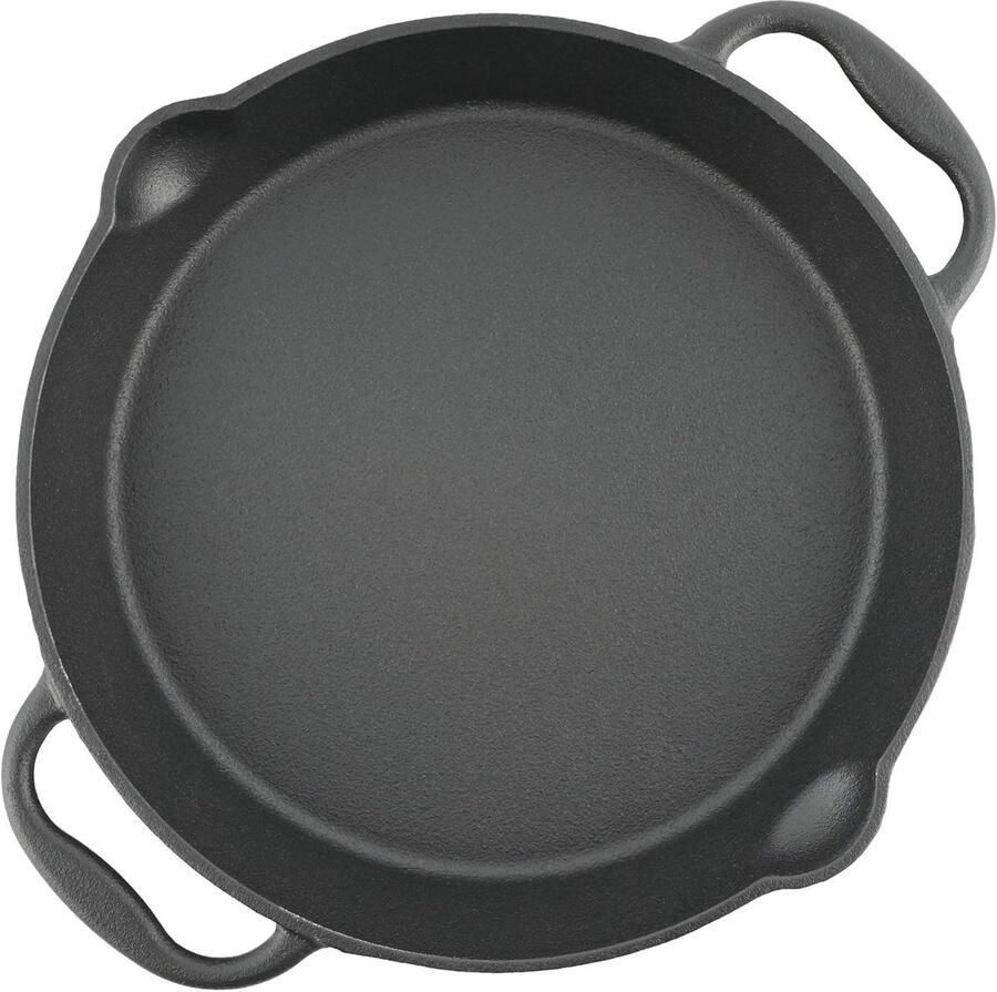 Gietijzeren grillpan met twee handgrepen en schenktuiten 30 cm