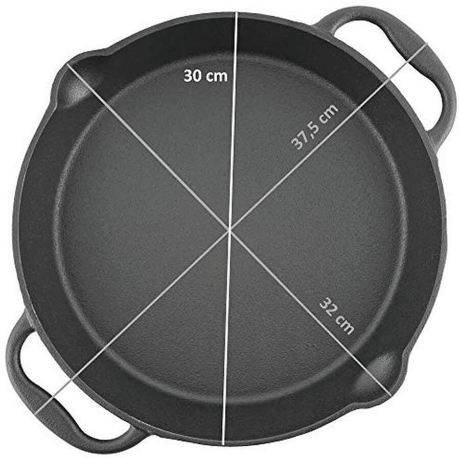 Gietijzeren grillpan met twee handgrepen en schenktuiten 30 cm - Foto 2