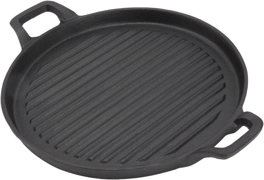 Gietijzeren Grillpan Omkeerbare Bakplaat Veelzijdig Koken Voorgekruid Antiaanbakoppervlak 94 Inch Zwart