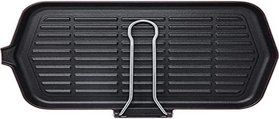 Gietijzeren grillpan Rechthoekig model Gelijkmatig garen Krasbestendig emaille 23 x 36 cm Grijs