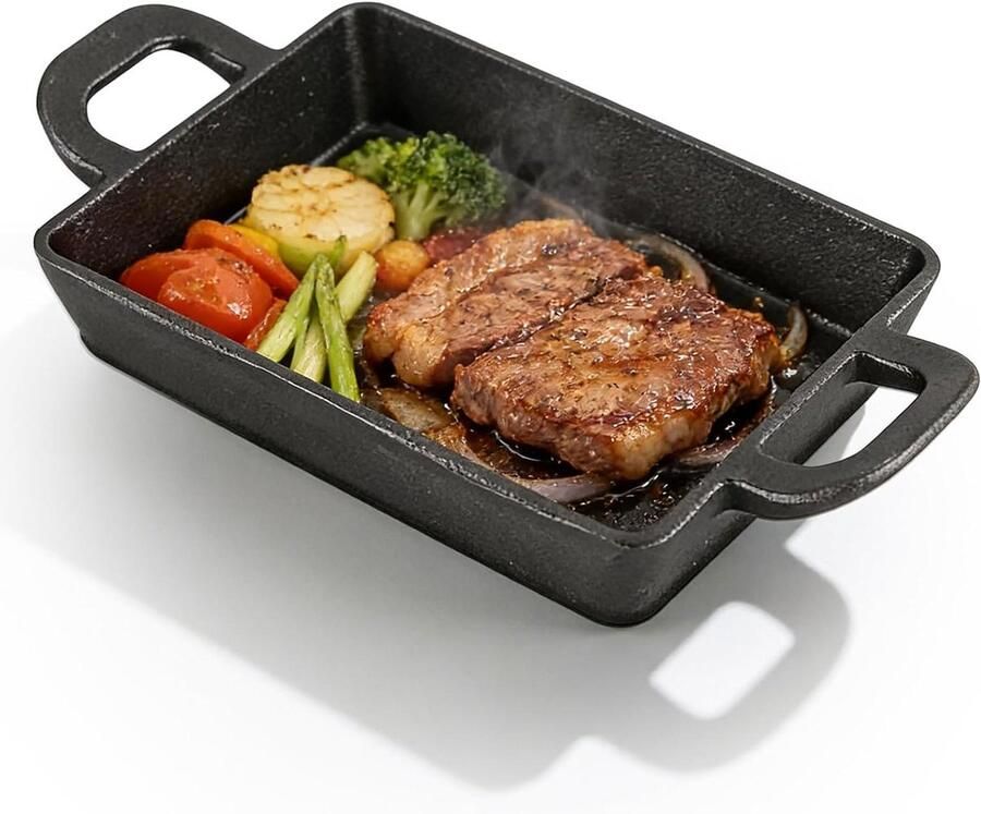 Gietijzeren Grillpan Rechthoekige Koekenpan Buiten Koken Gelijkmatige Warmteverdeling 238 x 167 cm Zwart
