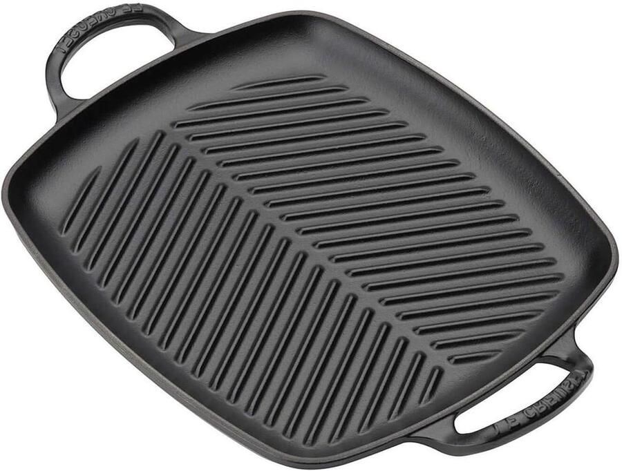 Gietijzeren Grillpan Rechthoekige Pan Vetarm Aanbraden Geribbelde Bodem 30 cm Matzwart