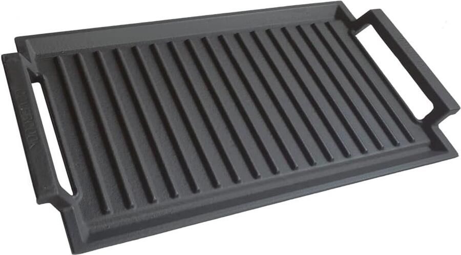 Gietijzeren grillpan Rechthoekige bakplaat Buiten koken Gelijkmatige warmteverdeling 43 x 23 cm Zwart