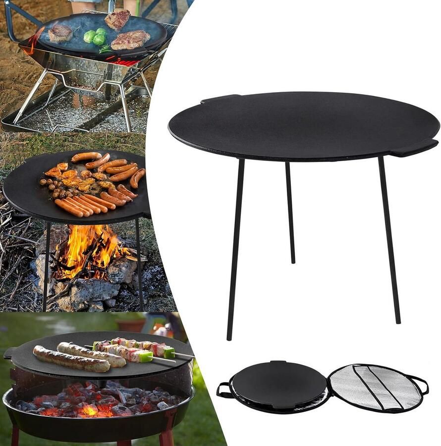 Gietijzeren Grillpan Rond 45cm met 3 Poten voor Buiten Koken