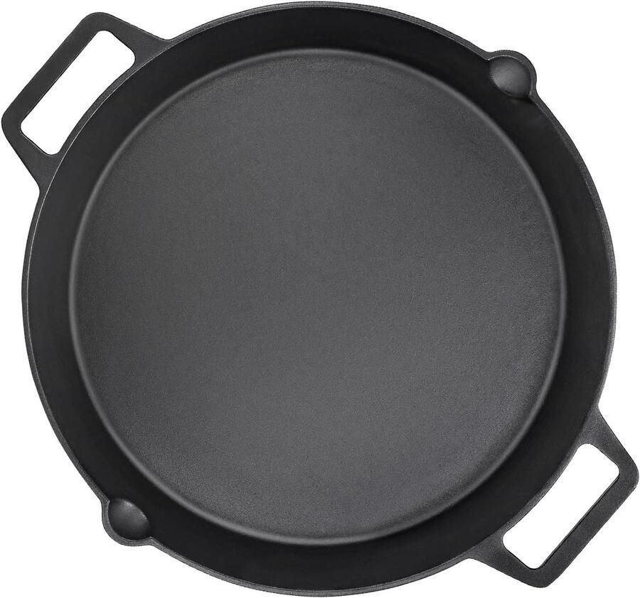 Gietijzeren Grillpan Ronde Braadpan Buiten Koken Omkeerbaar Ontwerp Ø 40 cm Zwart