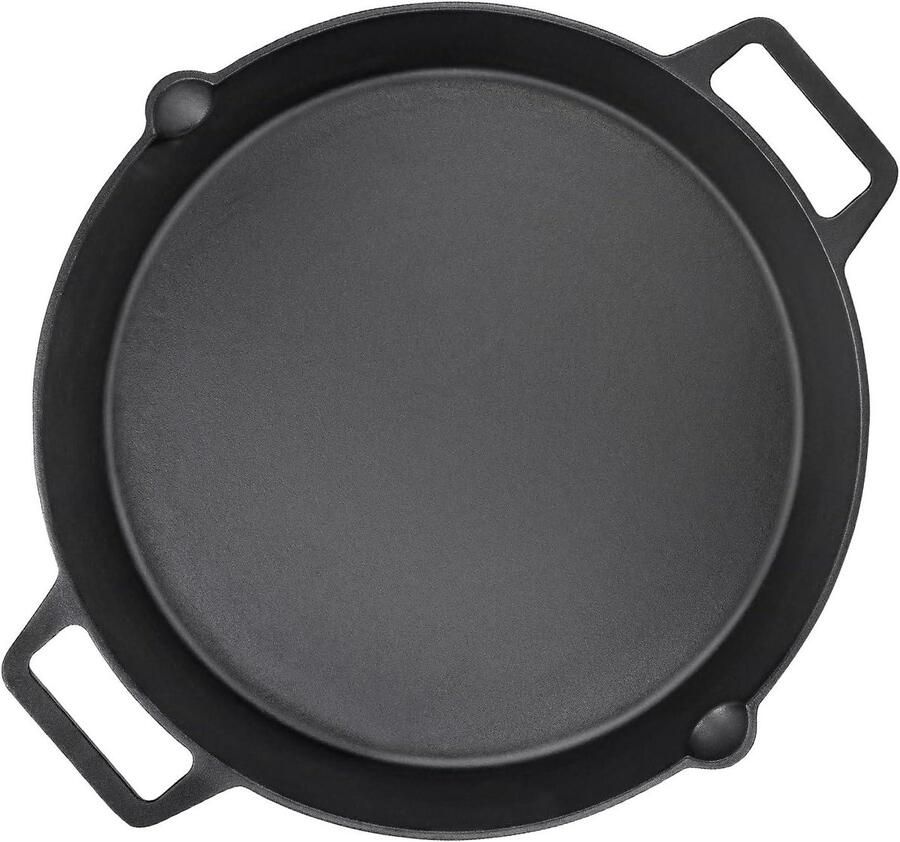 Gietijzeren Grillpan Ronde Braadpan Buiten Koken Twee Schenktuiten Ø 40 cm Zwart