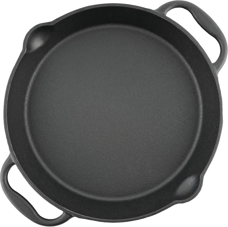 Gietijzeren Grillpan Serveerschaal Braadpan Buiten Koken Vooraf Ingebrand Diameter 25 cm Zwart
