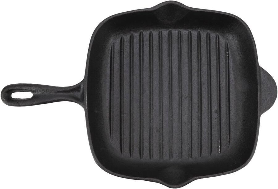 Gietijzeren Grillpan Steak Bacon Pan Thuis Koken Dubbele Schenktuiten 28CM Zwart